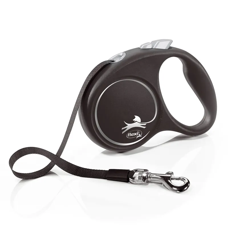 Rea flexi Black Design bandkoppel svart, 5 m - S upp till 15 kg