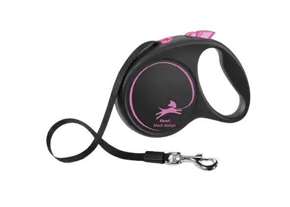 Rullkoppel Black Design Tape, 5m, M, max 25kg, Rosa - Hund - Halsband - Flexi - ZOO.se Rea