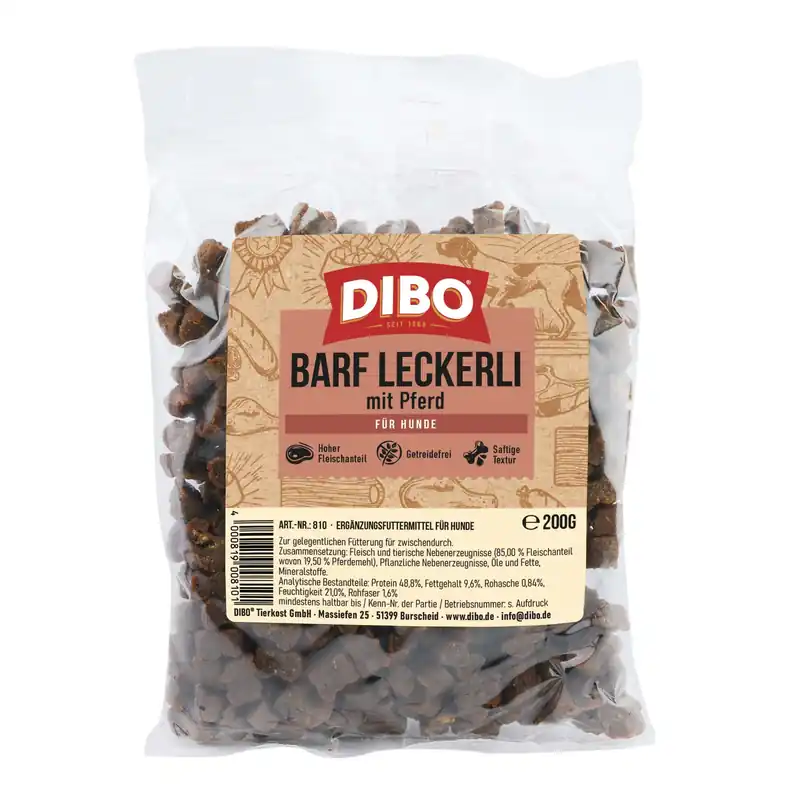 Begränsat antal DIBO BARF godis med häst - Ekonomipack 2 x 200 g