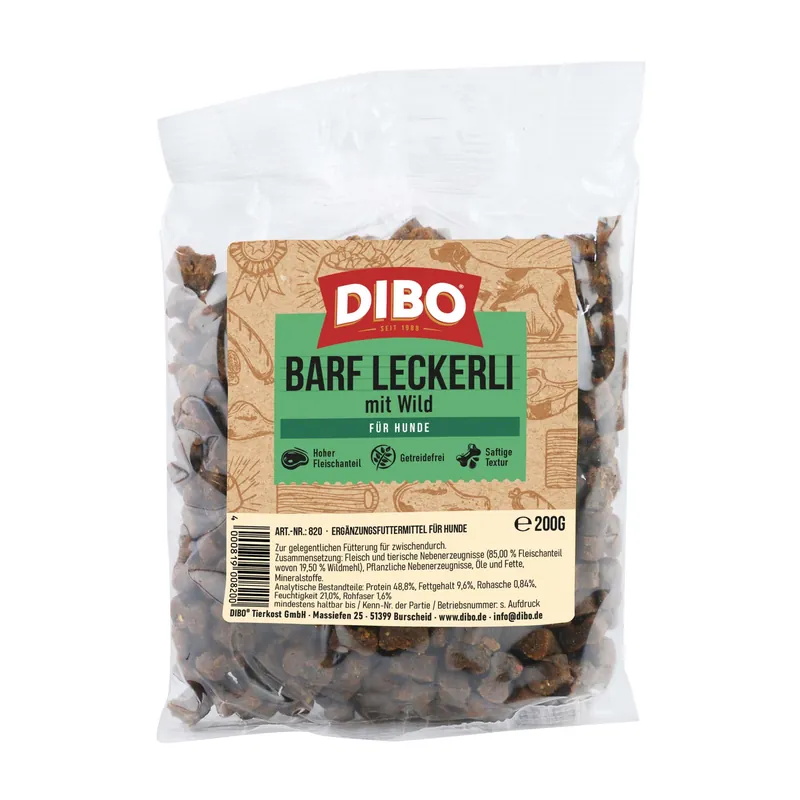 DIBO BARF godis med viltkött - 200 g Begränsat erbjudande