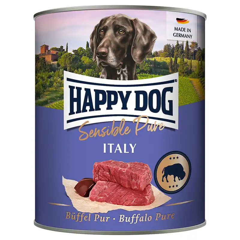Beställ idag Ekonomipack Happy Dog Sensible Pure 24 x 800 g - Italy (buffel pur)