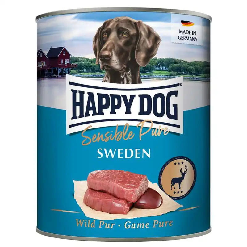 Ekonomipack Happy Dog Sensible Pure 24 x 800 g - Sweden (vilt pur) Nedsatt pris