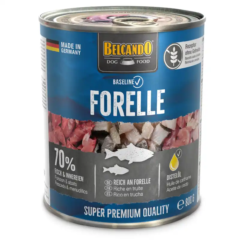 Ekonomiförpackning Belcando Baseline 24 x 800 g - Öring I lager