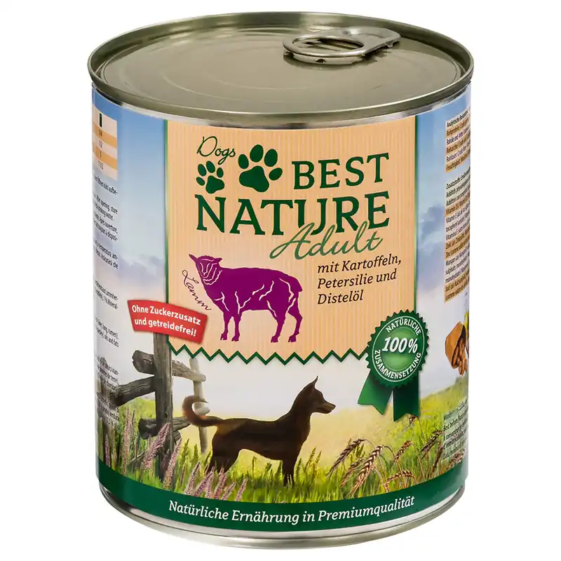 Handla nu Best Nature Dog Adult 6 x 800 g - Lamm, potatis & persilja