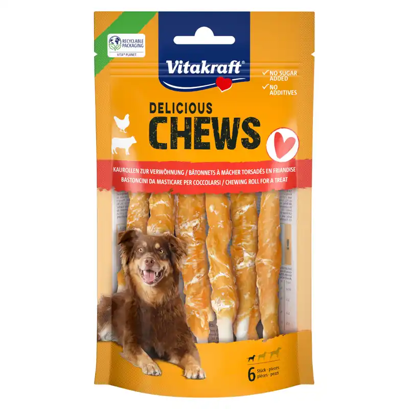 Vitakraft Delicious Chews Tuggrullar Kyckling S - 70 g (6 St) Billig
