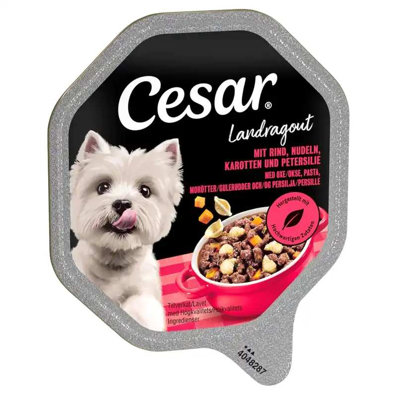Cesar 14 x 150 g portionsform - Country Ragout med nötkött, pasta & morötter Köp nu