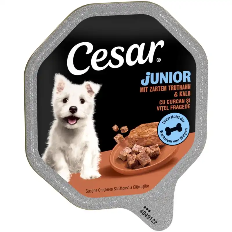 Rabatt Cesar Junior portionsform 28 x 150 g - Med kalkon och kalvkött