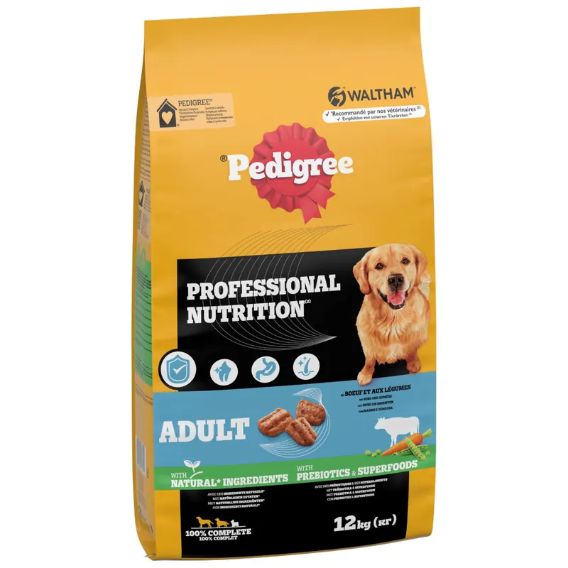 Trygg betalning Pedigree Professional Nutrition Adult Beef & Vegetables - Ekonomipack 2 x 12 kg