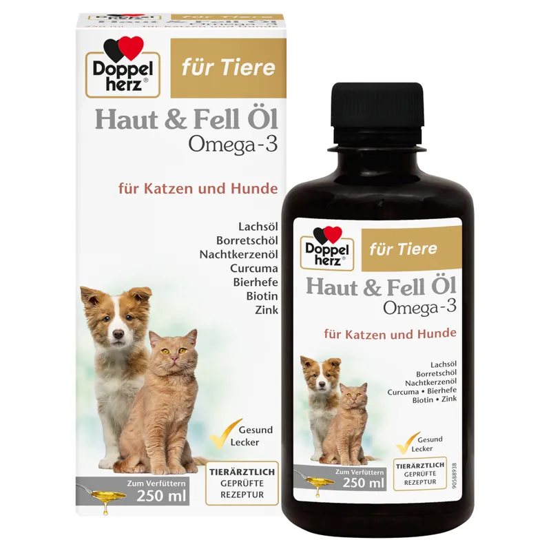 Doppelherz Haut & Fell olja för hud och päls - för katt och hund - Ekonomipack 2 x 250 ml Köp online