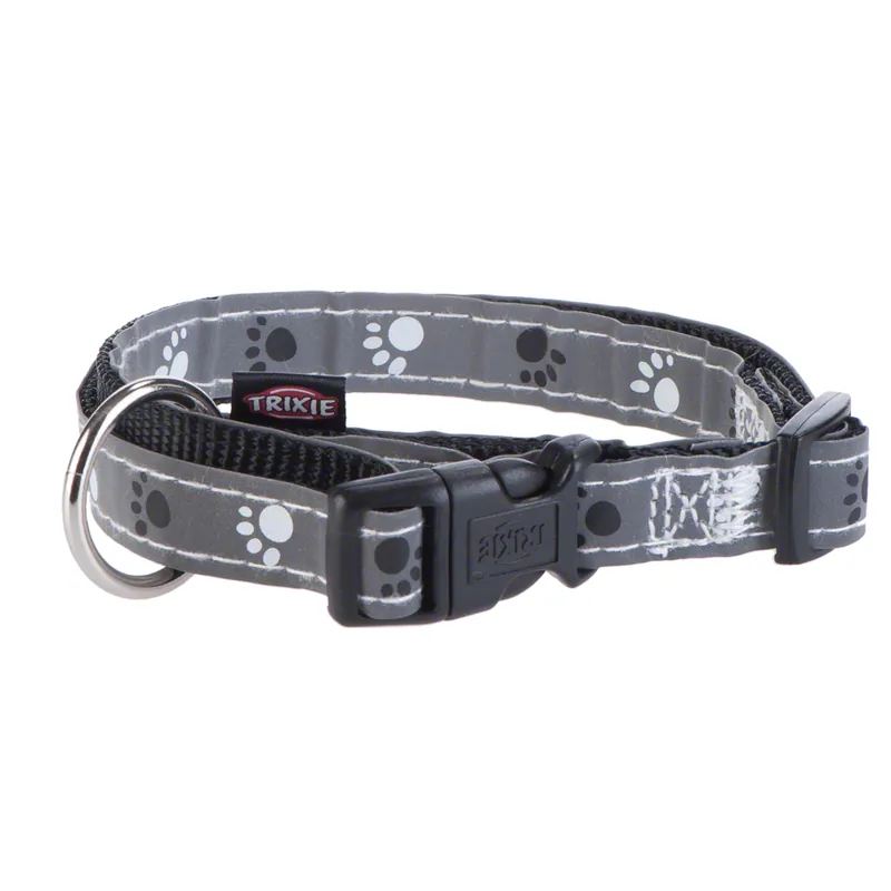 Erbjudande Trixie hundhalsband Reflective Paws - S-M längd 30 - 45 cm, bredd 15 mm