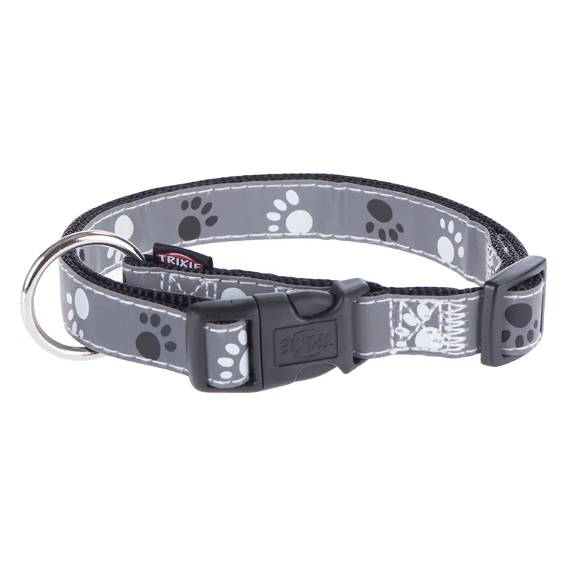 Trixie hundhalsband Reflective Paws - M-L längd 35 - 55 cm, bredd 20 mm Populär