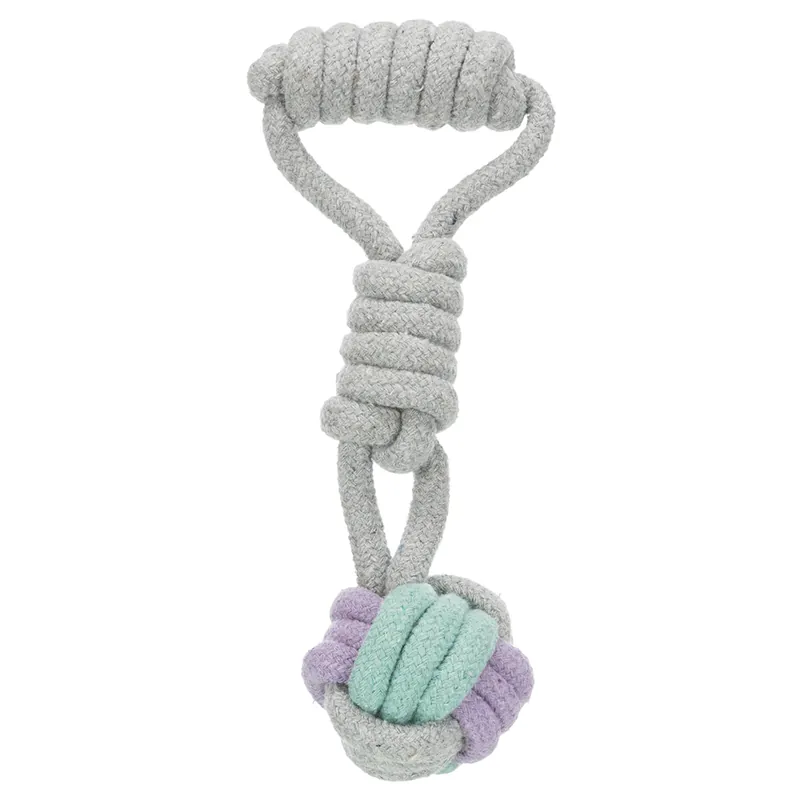 Handla nu Trixie Junior Knot Ball av rep med kastslinga - Ø 6 cm, ca 23 cm lång