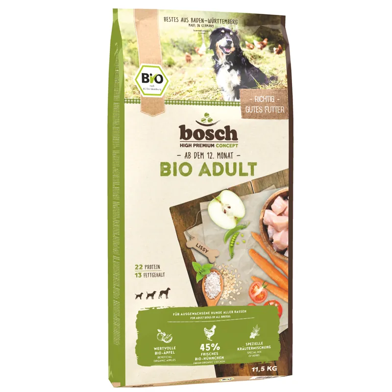 Endast denna vecka bosch BIO Adult ekologiskt hundfoder Ekonomipack 2 x 11,5 kg
