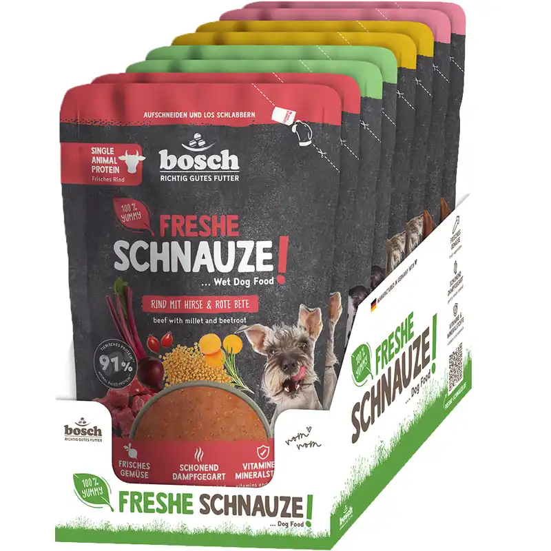 Freshe Schnauze våtfoder 8 x 250 g - Mixpack (4 sorter) I lager