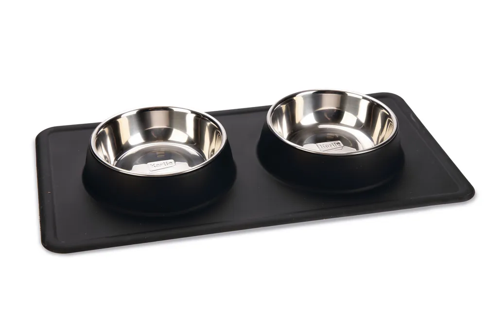 Karlie Dex Diner Set Silikon - 2 x 350 ml, Ø 14 cm svart Sänkt pris