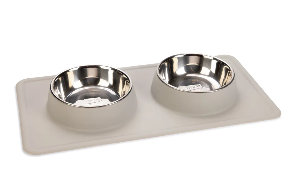 Karlie Dex Diner Set Silikon - 2 x 350 ml, Ø 14 cm ljusgrå Snabb leverans