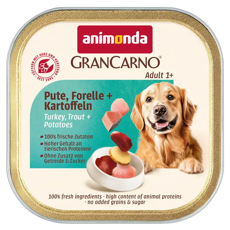 animonda GranCarno Adult Country 22 x 150 g - Kalkon, öring & potatis Handla nu
