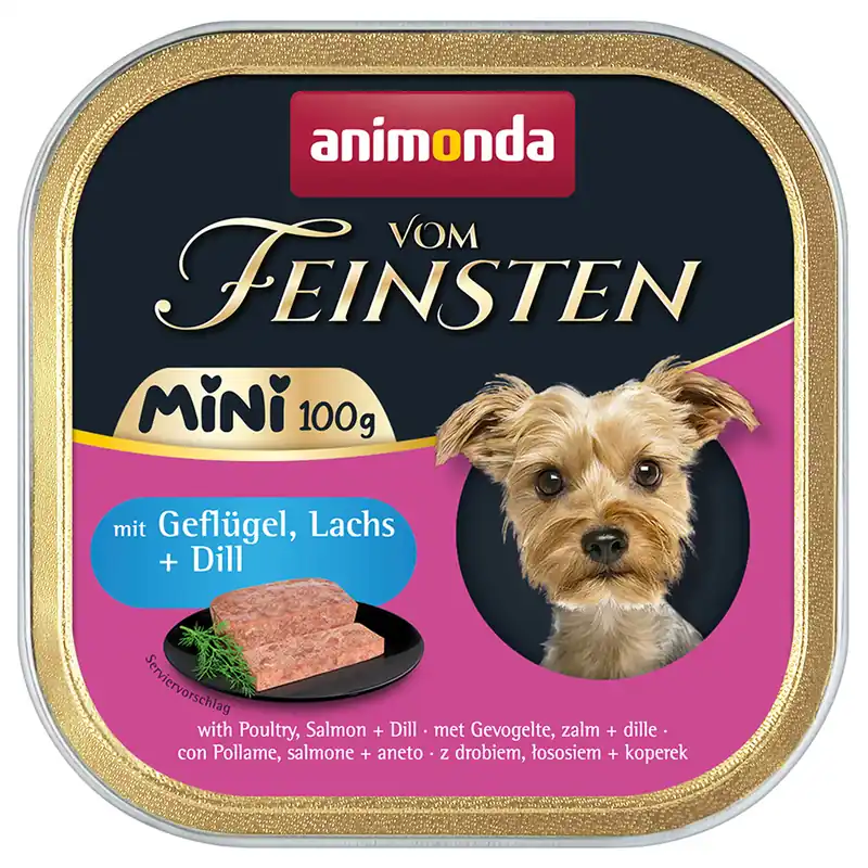 Ekonomipack animonda Vom Feinsten Adult Mini 64 x 100 g - Med fjäderfä, lax & dill Rea