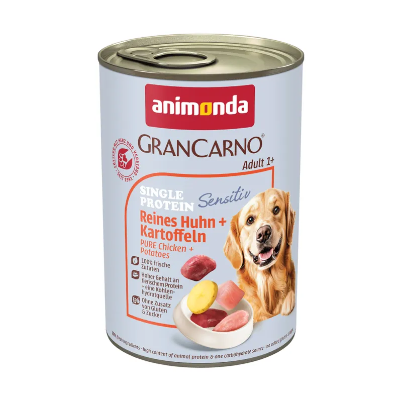 animonda GranCarno Adult Single Protein Sensitive 6 x 400 g - Ren kyckling & potatis Sista chansen