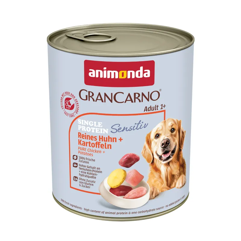Rabatter Ekonomipack animonda GranCarno Adult Single Protein Sensitive 24 x 800 g - Ren kyckling & potatis