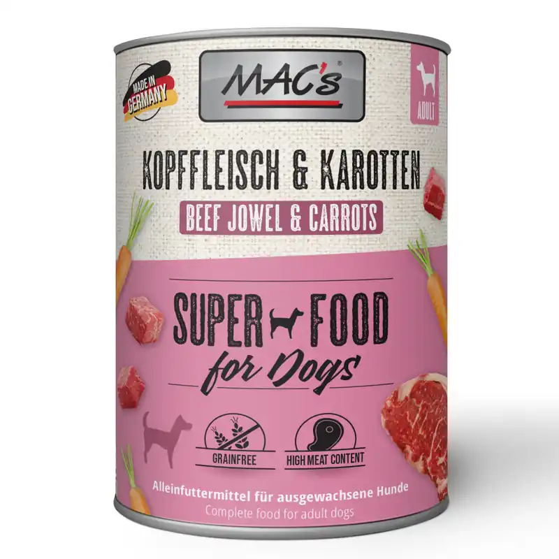 I lager Ekonomipack MAC‘s Adult 24 x 800 g - Huvudkött & morötter