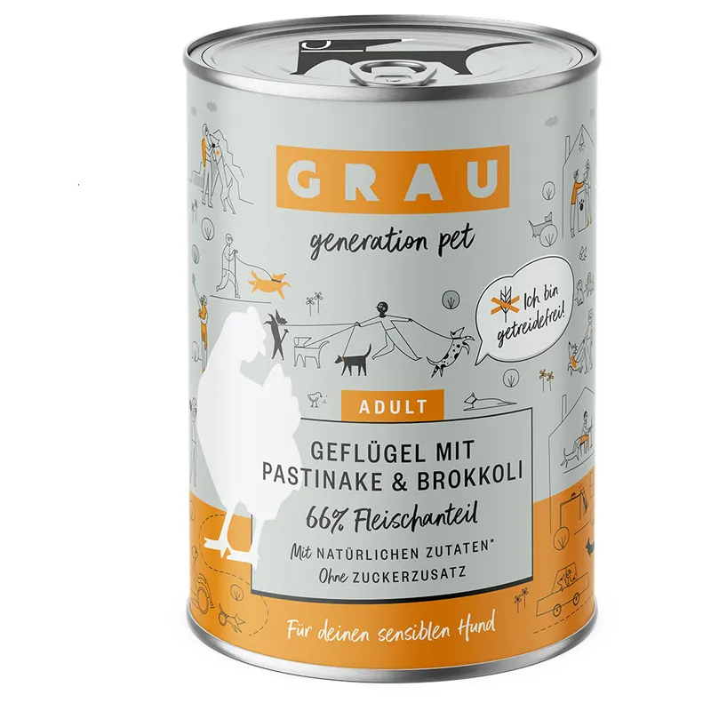 GRAU Adult 6 x 400 g - Fjäderfä med palsternacka och broccoli Reapris