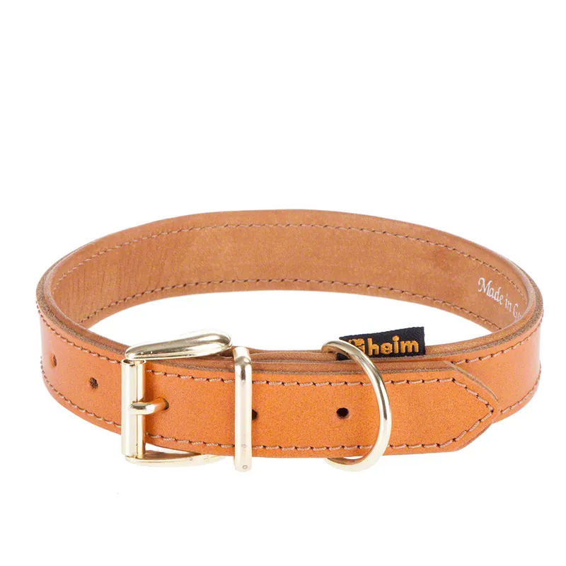 Heim Buffalo läderhalsband, konjak - Storlek 55 40 - 50 cm halsomfång Rea