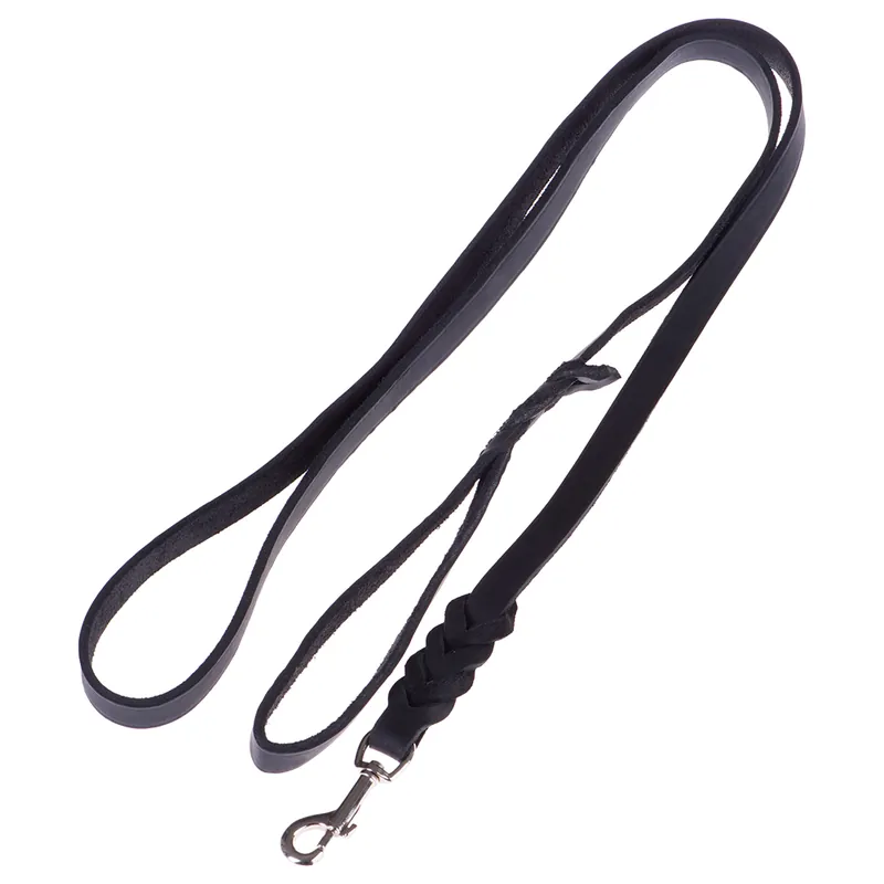 Heim läderkoppel med inflätad karbinhake, svart - L 200 cm, B 1,8 cm Populär