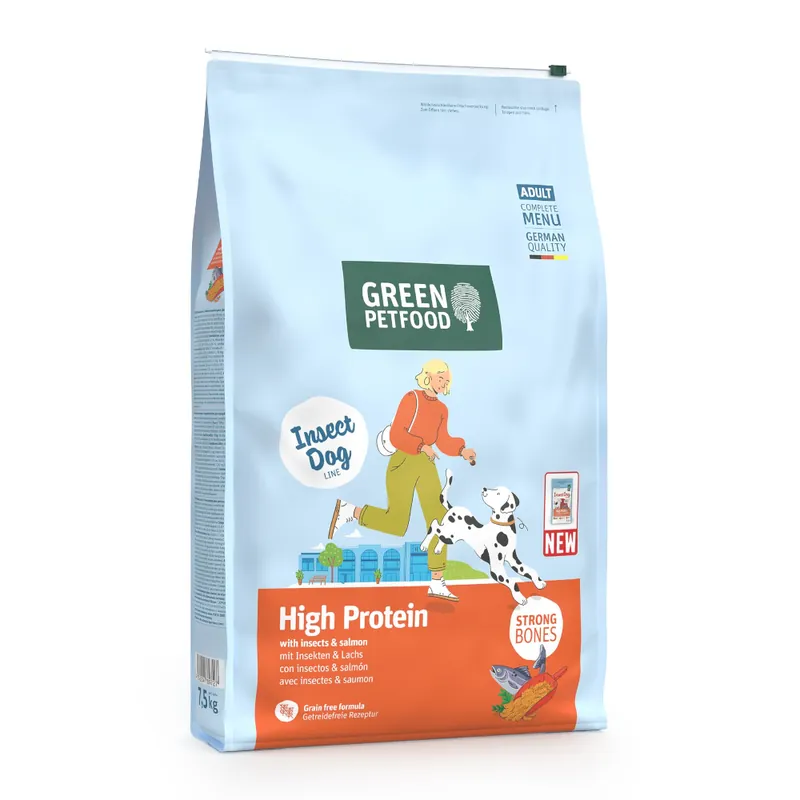 Green Petfood InsectDog High Protein med insekter & lax - 7,5 kg Rabatter