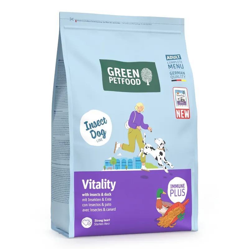 Snabb leverans Green Petfood Dog Vitality med insekter & anka - 3 kg