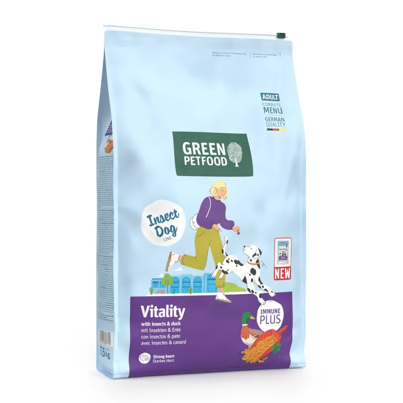 Green Petfood Dog Vitality med insekter & anka - 7,5 kg Sista chansen