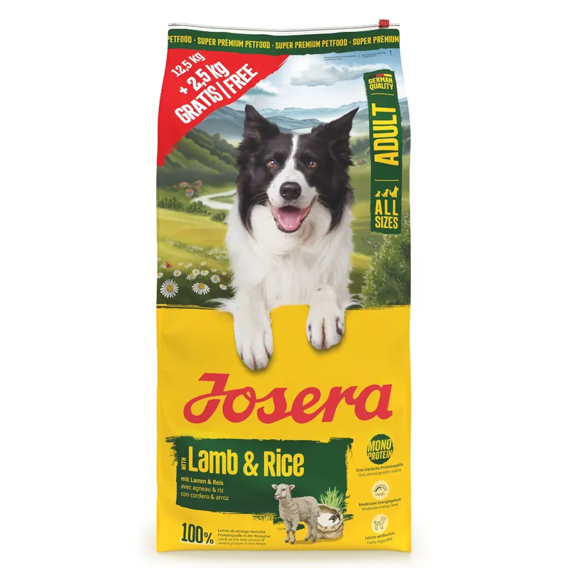 Josera Adult med lamm & ris - 12,5 + 2,5 kg på köpet! Kampanjpris