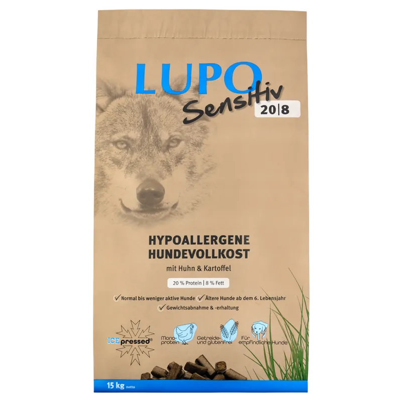 Lupo Sensitiv 20/8 hundfoder - spannmålsfritt - Ekonomipack 2 x 15 kg Sänkt pris