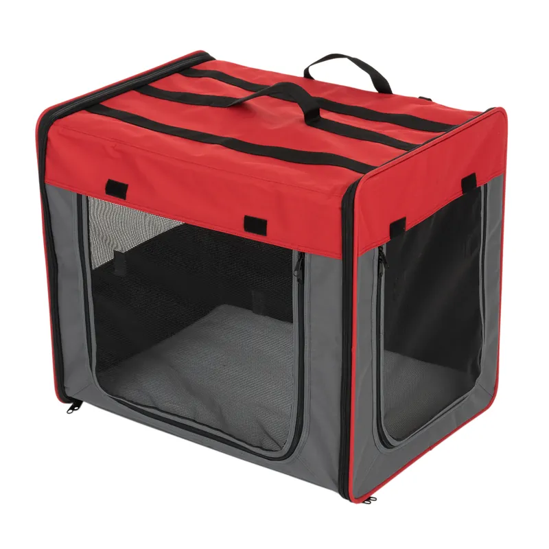 Rabatter Transportkoja First Class Basic Stl. M B 46 x T 61 x H 53,5 cm, röd/grå