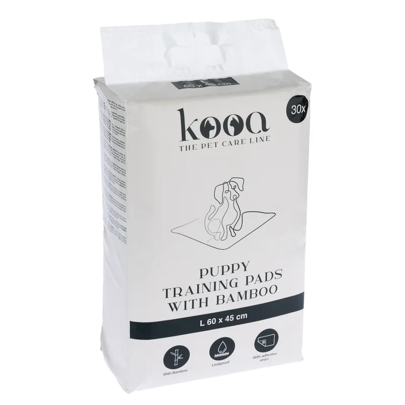 Populärt val kooa träningsunderlag med bambu för valpar - Medium L 45 x B 30 cm, 30 st