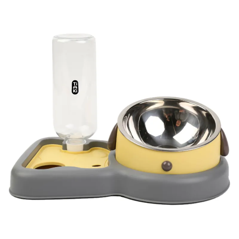 TIAKI foder- och vattendispenser 2-i-1 - 200 ml foderskål + 500 ml flaska Fynd