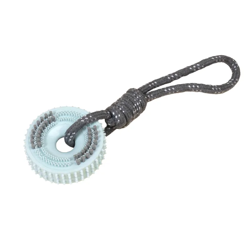 I lager TIAKI tuggleksak knoppat hjul med rep - ca L 30 x B 9 x H 4 cm