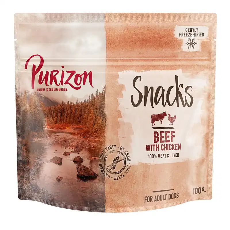 Rea Purizon Snack Beef & Chicken - Grain Free - Ekonomipack 3 x 100 g