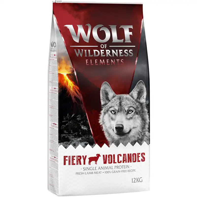 Ekonomipack 2 x 12 kg Wolf of Wilderness hundmat - Fiery Volcanoes - Lamb Billig