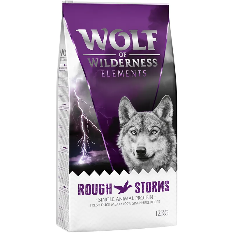 Ekonomipack 2 x 12 kg Wolf of Wilderness hundmat - Rough Storms - Duck Lågt pris