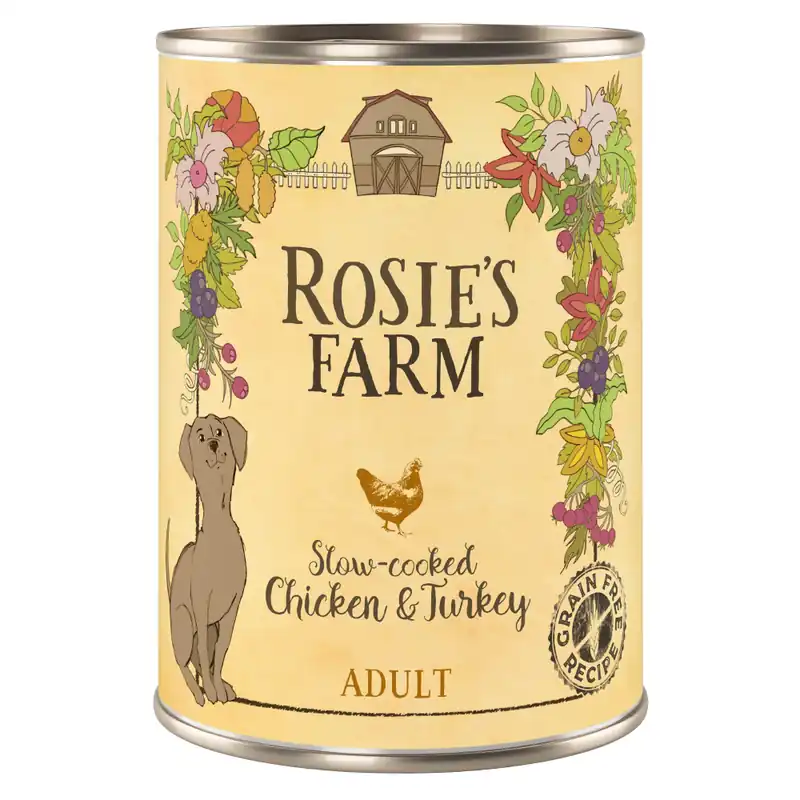 Billig Ekonomipack Rosie‘s Farm Adult 24 x 400 g - Chicken & Turkey
