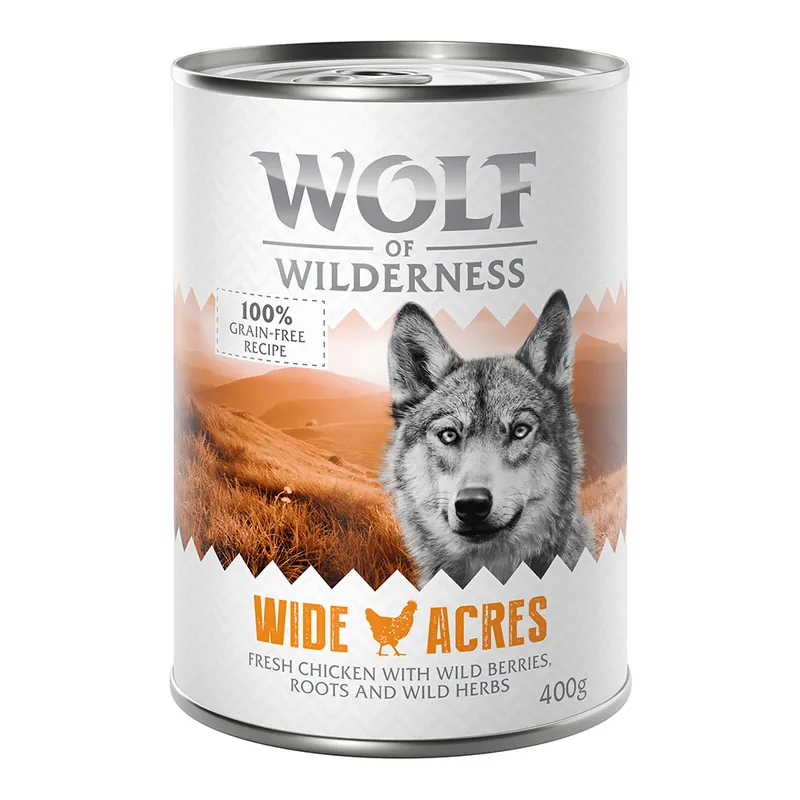 Wolf of Wilderness Adult - Single Protein 6 x 400 g - Wide Acres - Chicken Rabatter