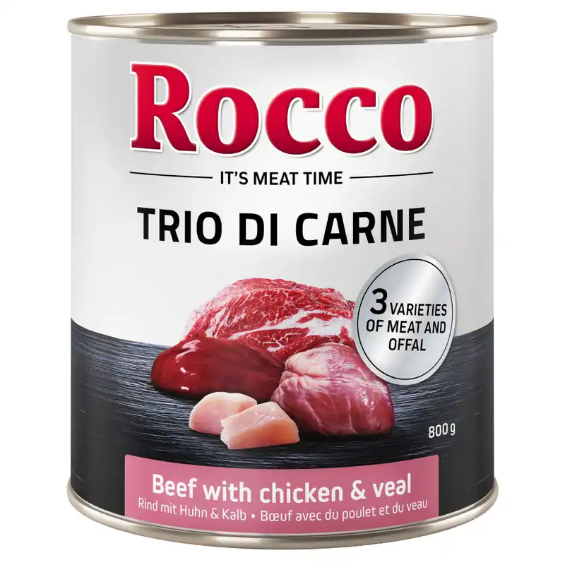 Rocco Trio di Carne 6 x 800 g - Nötkött, kyckling & kalv Säker betalning