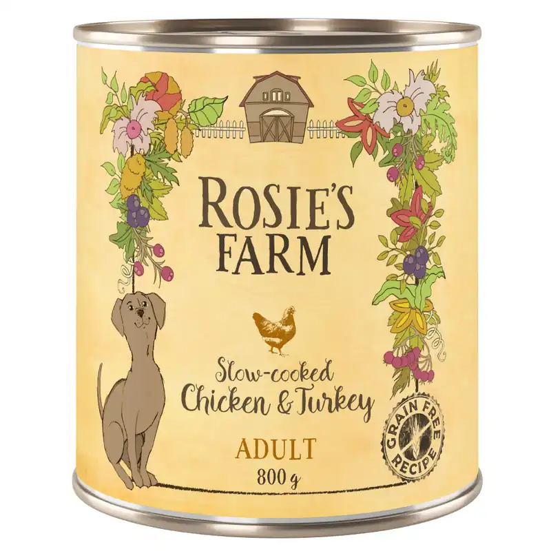 Extra rabatt Rosie‘s Farm Adult 6 x 800 g - Kyckling & kalkon