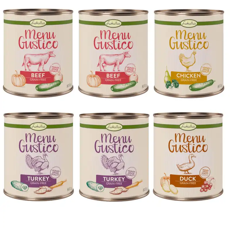 Ekonomipack Lukullus Menu Gustico 12 x 800 g - Blandpack III 4 sorter Snabb leverans