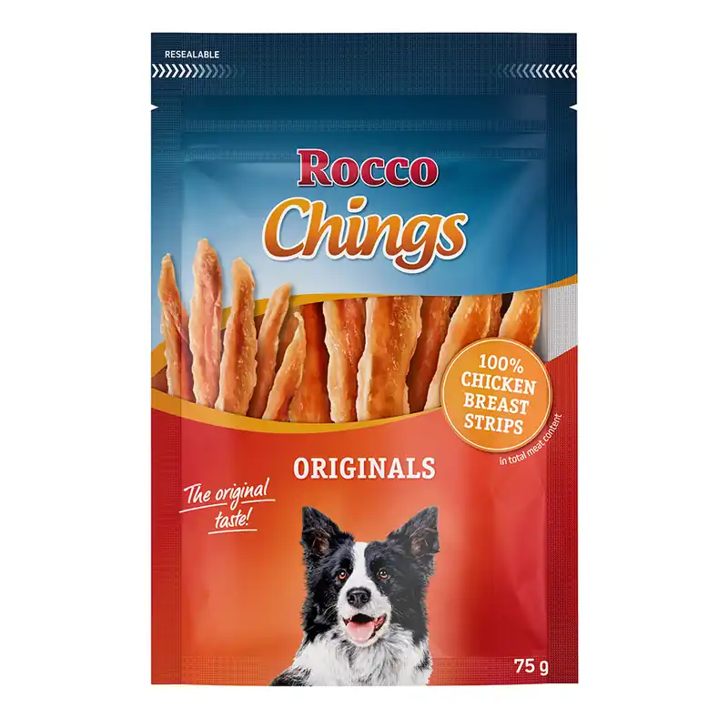 75 g Rocco Chings Originals till prova-på-pris! - Kycklingbröst i strimlor Beställ nu