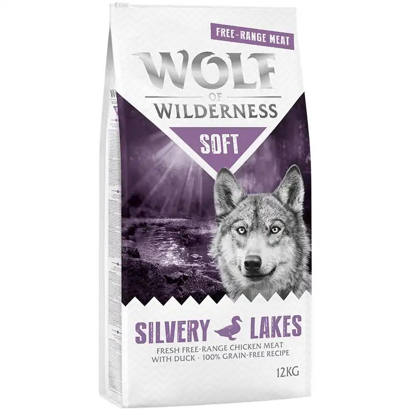 Begränsat antal Wolf of Wilderness Soft Silvery Lakes - Free Range - Chicken & Duck - Ekonomipack 2 x 12 kg