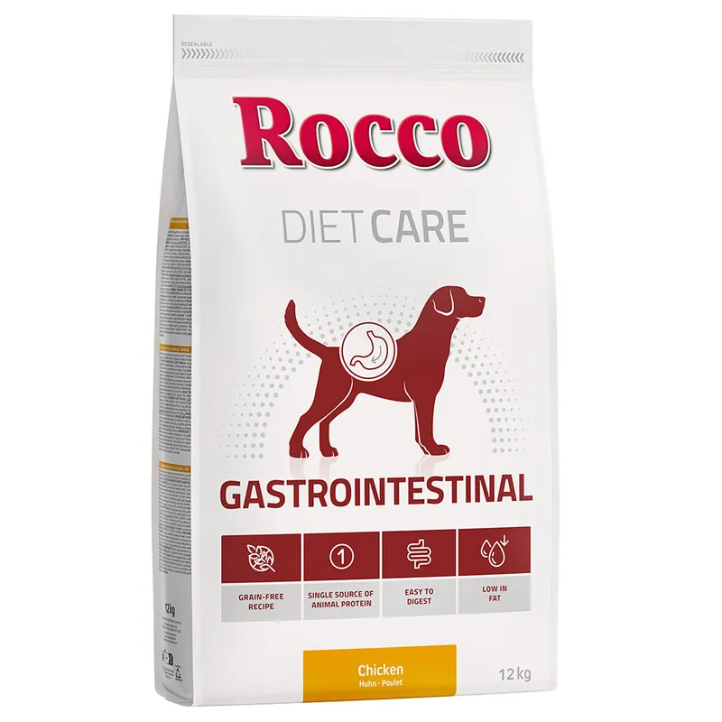 Ekonomipack Rocco Diet Care torrfoder 2 x 12 kg - Gastro Intestinal med kyckling Utförsäljning