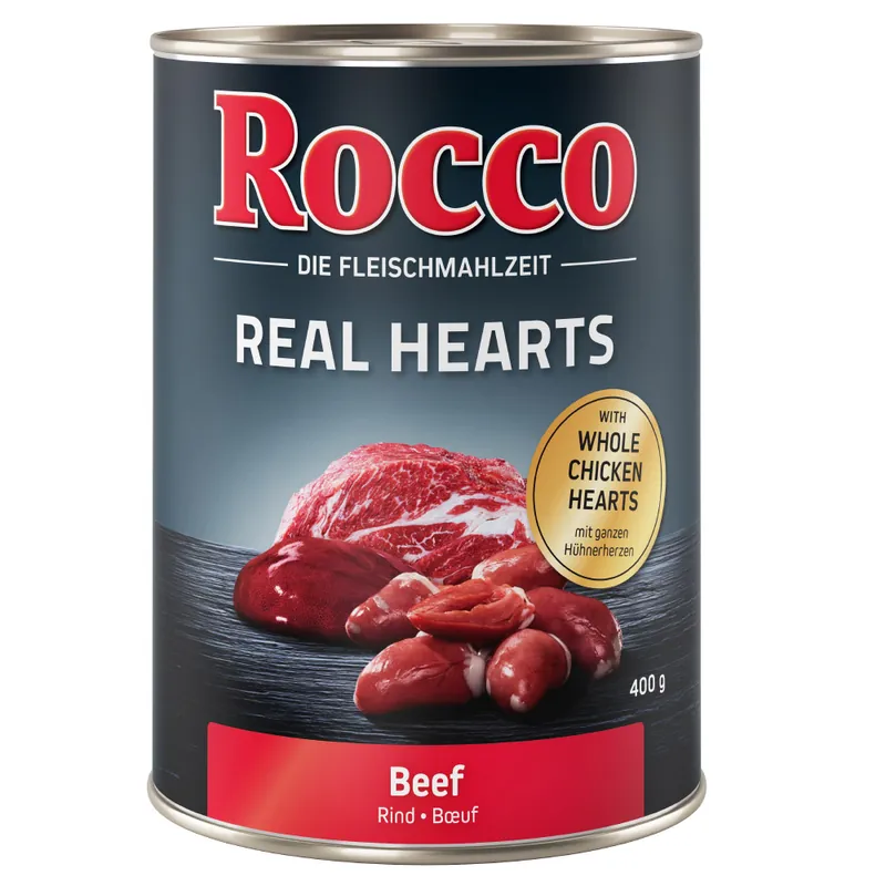 Prova nu! Rocco i enpack 1 x 400 g - Real Hearts Nötkött med hela kycklinghjärtan Begränsat erbjudande