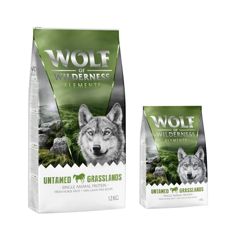 Billigare Wolf of Wilderness "Untamed Grasslands" Horse - Grain Free - 12 + 2 kg på köpet! 14 kg